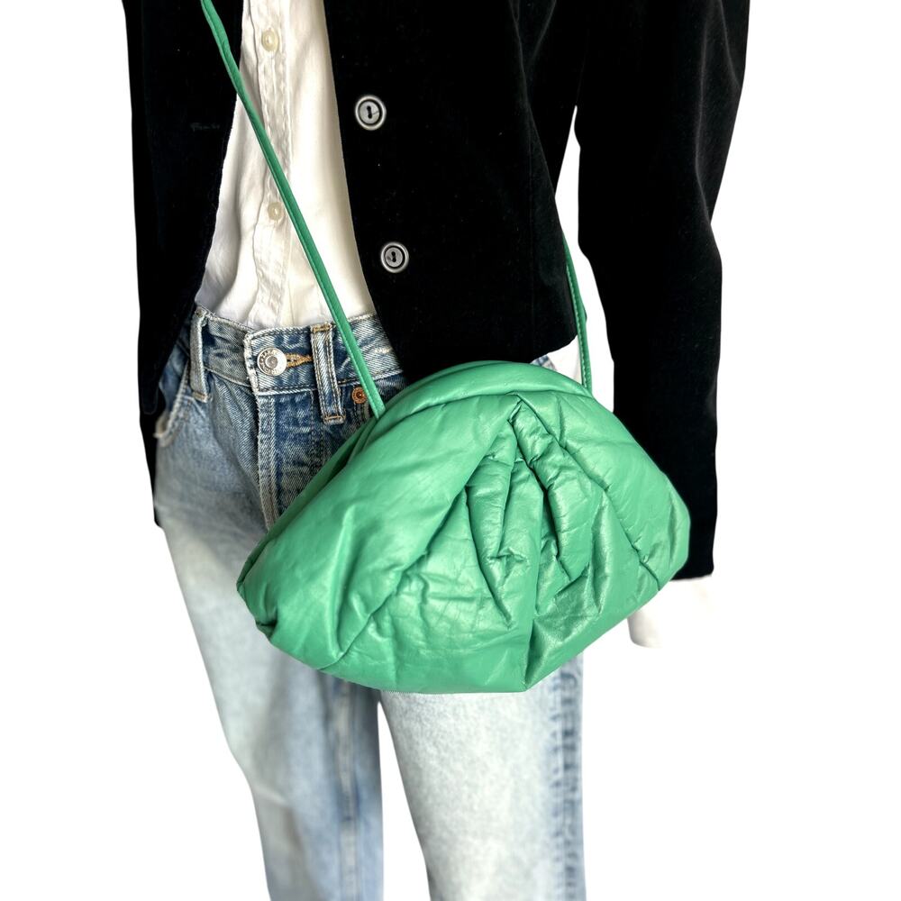 Vintage 80's Teal Green Leather Crossbody Purse